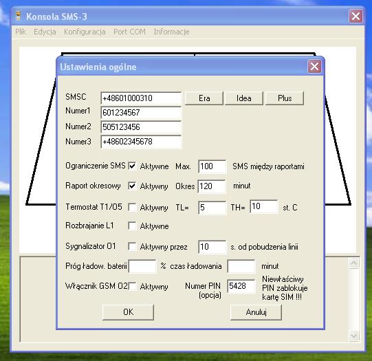 Program konfiguracyjny Konsola SMS-3